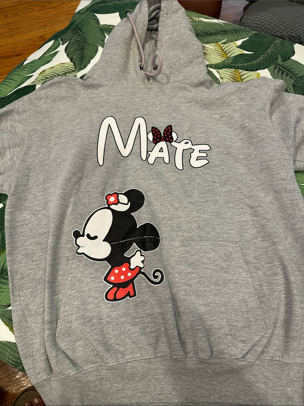 Kids Gray Minnie Mouse Pullover Hoodie - 'Mate' Graphic